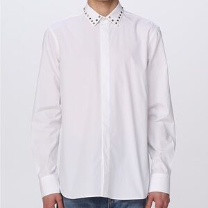 Valentino White Dress Shirt with Studded Collar